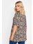 Büyük Beden V Yaka Desenli Asimetrik Kesim Likralı Bluz 303250 5