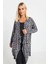 Büyük Beden Önü Kapamasız Uzun Kollu Asimetrik Kesim Ince Hırka 303692 1