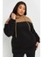 Büyük Beden Uzun Kollu Kapüşonlu ve Cepli Peluş Sweatshirt 303796 1