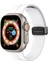 Apple Watch 9 (45MM) Uyumlu Metal Tokalı Silikon Kordon-84 Beyaz 1