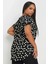 Büyük Beden V Yaka Kısa Kollu Puantiye Desenli Bluz 303496 5