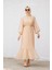 Mindy Drapeli Özel Gün Elbisesi-Bej 3