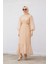 Mindy Drapeli Özel Gün Elbisesi-Bej 5