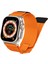 Apple Watch 9 (45MM) Uyumlu Inovatif Halka Tasarımlı Hasır Kumaş Kordon-99 Turuncu 3