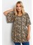 Büyük Beden V Yaka Desenli Asimetrik Kesim Likralı Bluz 303251 1