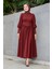 Madam Kuplu Tasarım Elbise-Bordo 5