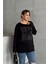 Büyük Beden Uzun Kollu Bisiklet Yaka Taş Işlemeli Ince Bluz 173716 2