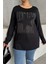 Büyük Beden Uzun Kollu Bisiklet Yaka Taş Işlemeli Ince Bluz 173716 6