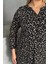 Büyük Beden Gömlek Yaka Yarım Kollu Desenli Esnek Bluz 322268 7