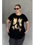 Büyük Beden Kelebek Baskılı Parlak Simli T-Shirt 302275 2