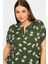 Büyük Beden V Yaka Kısa Kollu Çiçek Desenli Bluz 321705 4