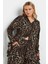 Büyük Beden Uzun Kollu Önü Düğmeli Leopar Desenli Gömlek 322258 2