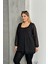 Büyük Beden Uzun Tül Kol Önü Taş Işlemeli Bisiklet Yaka Bluz 321831-U 7