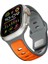 Apple Watch Ultra 3 (49MM) Uyumlu Yeni Tasarım Silikon KORDON-135 Gri-Turuncu 4
