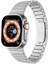 Apple Watch Se 2 (44MM) Uyumlu Parçalı Çizgi Tasarımlı Metal Kordon-35 Gümüş 1