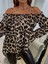 Mdb Kadın Ip Askılı Omuzlardan Açık Leopar Desenli Asimetrik Kesim Süprem Bluz 2