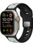 Apple Watch 6 (44MM) Uyumlu Yeni Tasarım Silikon KORDON-135 Gümüş-Siyah 2