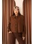 Kadın Kahverengi Kısa Oversize Trençkot 1