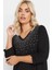 Büyük Beden V Yakası Taş Işlemeli Kolları Büzgülü Bluz 322223 2