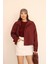Kadın Bordo Kısa Oversize Trençkot 1