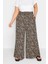 Büyük Beden Leopar Desenli Ispanyol Paça Cepli Likralı Pantolon 143298 2