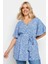 Büyük Beden V Yaka Bağlama Detaylı Desenli Kruvaze Bluz 321709 1
