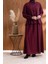 Fırfır Detaylı Gömlek Yaka Etekli Takım - Bordo 2