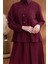Fırfır Detaylı Gömlek Yaka Etekli Takım - Bordo 5
