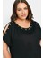 Büyük Beden Omuz Dekolteli Kuşgözü Detaylı Kısa Kollu Bluz 321771 4