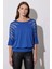 Bisiklet Yaka Yarım Kollu Taş Işlemeli Beli Lastikli Bluz 110694 2