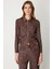 Batik Desenli Beli Büzgülü Hırka Kahve 66511 1
