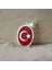 Kırmızı Mineli Türk Bayrağı 925 Ayar Gümüş Madalyon Kolye Ucu 2