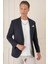 Comfort Fit Çift Yırtmaç Fleto Cep Esnek Pamuk Casual Lacivert Ceket C 675 8