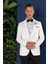 Black 034 Slim Fit Saten Yaka Çift Yırtmaçlı Damatlık Ekru Smokin Ceket 6