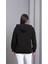 Kadın Büyük Beden Taş Detaylı V Yaka Kapüşonlu Omuz Kafes File Detaylı Viskon Sweatshirt Siyah 5