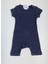 Lacivert Fitilli Modal Pamuk Romper Kısa Tulum Salopet 1