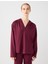 Bordo Uzun Kollu Kapüşonlu Örme Sweatshirt 1
