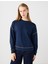 Lacivert Bisiklet Yaka Uzun Kollu Modal Sweatshirt 1