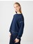 Lacivert Bisiklet Yaka Uzun Kollu Modal Sweatshirt 3