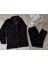 Good Night Pijama Homewear Süet-Siyah Kalpli -Biyeli -5 Düğmeli Pijama Takımı 1