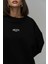 Fear Less Siyah Oversize Sweatshirt 3