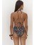 Tahmar Boncuk Detay Leopar Desen Bikini Üstü 4