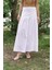Sera Pile Detay Beyaz Uzun Etek 3