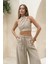 Moira Bej Keten Crop Pantolon Takım 1