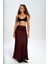 Muirnas Askı Detay Bordo Uzun Saten Etek 2