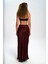 Muirnas Askı Detay Bordo Uzun Saten Etek 5