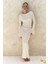Matias Sırt Dekolteli Ekru Triko Uzun Elbise 2