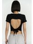 Perla Vatkalı Siyah Crop Bluz 2