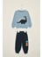 Erkek Çocuk %100 Pamuk Dinozor Nakışlı Paça Lastikli Cepli Trend Takım - 2145 2