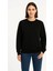 Üç Iplik Düz Bisiklet Yaka Sweatshirt - Siyah 4